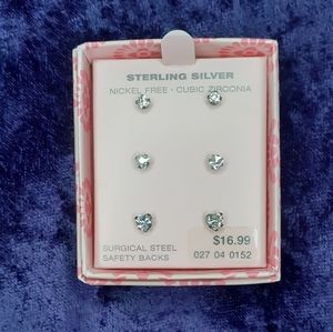 Sterling Silver Cubic Zirconia Stud Earrings